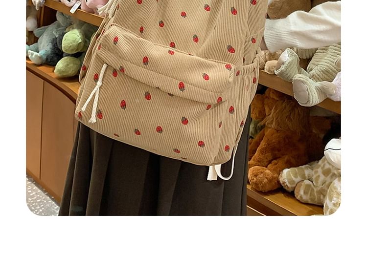 Strawberry Multi-Pocket Print Backpack
