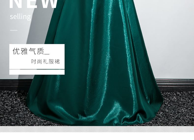 A-Line Plain Ruched Tube Gown Flower Evening