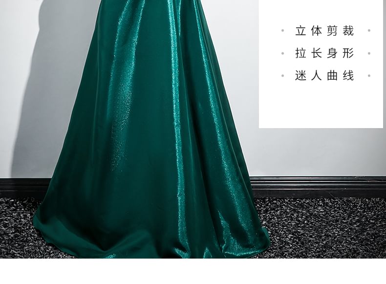A-Line Plain Ruched Tube Gown Flower Evening