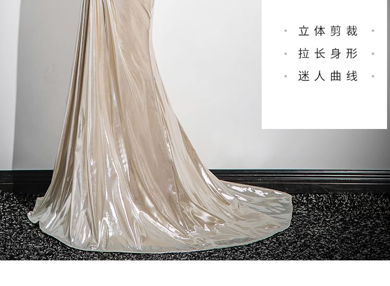 Shoulder Plain Ruched Gown Trumpet Off Evening Sleeveless