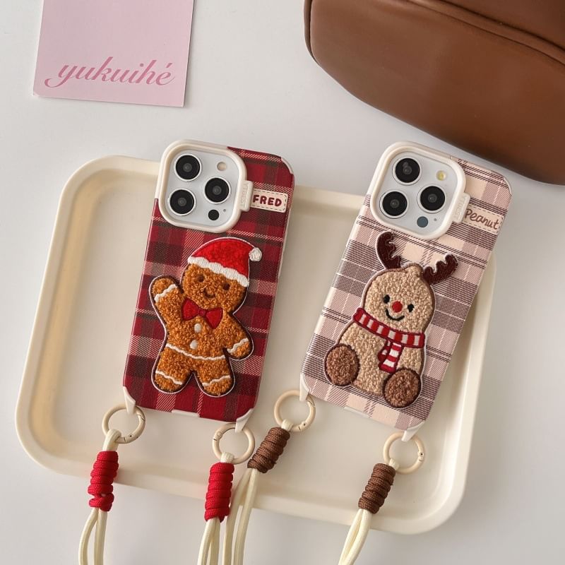 Case Phone Strap Embroidered Christmas