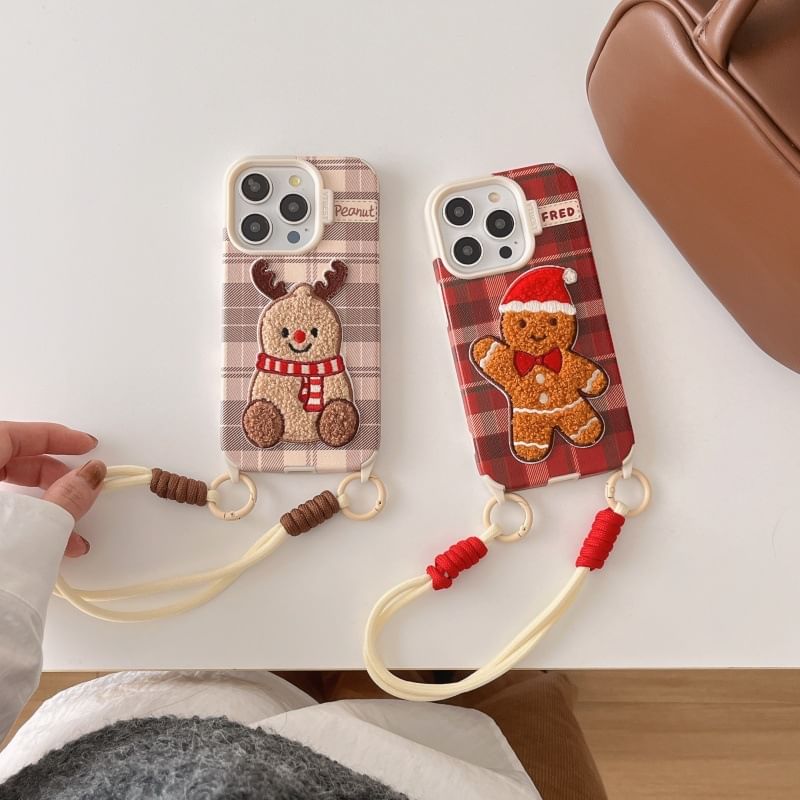 Case Phone Strap Embroidered Christmas