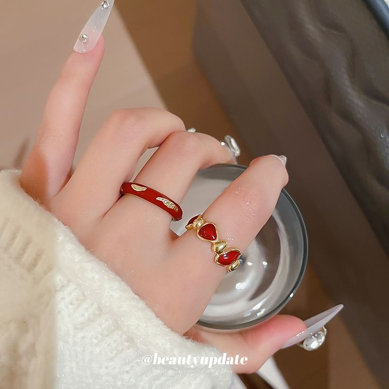 / Rhinestone Open Geometry Ring