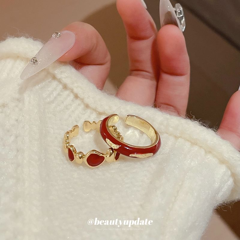 / Rhinestone Open Geometry Ring