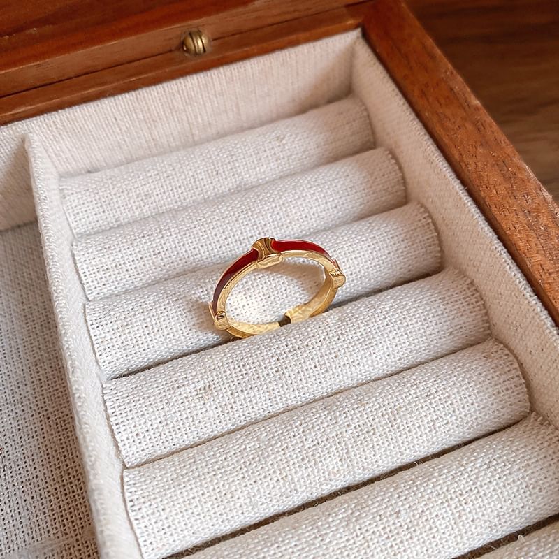 / Rhinestone Open Geometry Ring