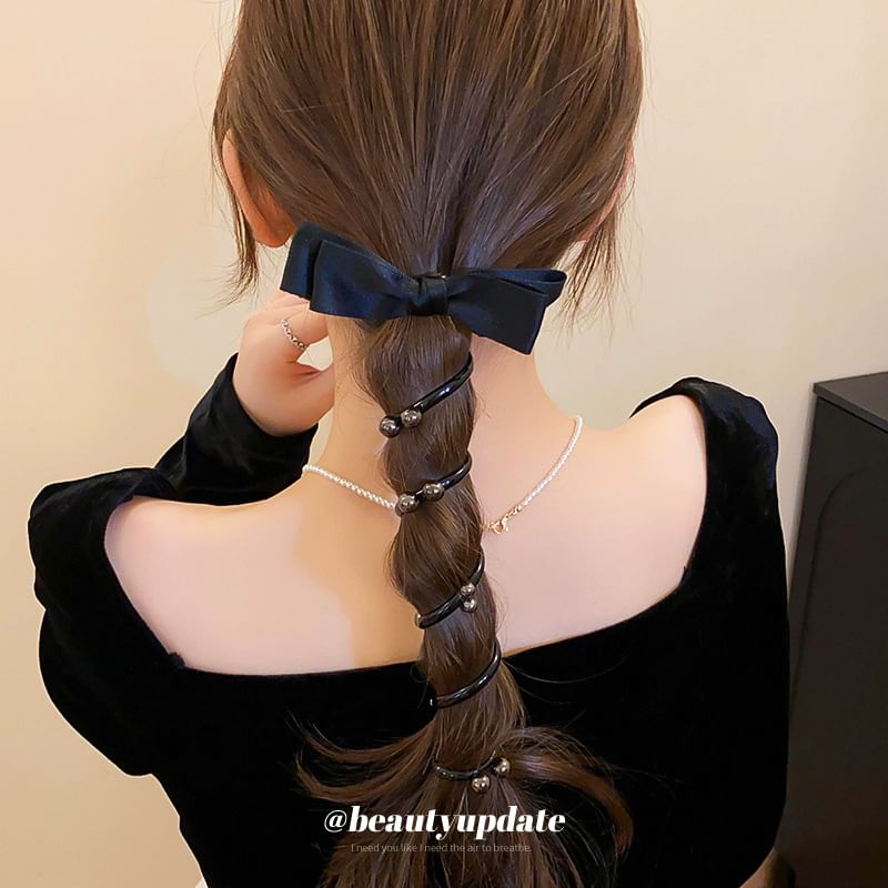 Pearl Tie Hair Bow Faux