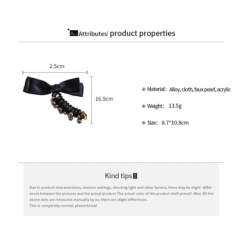 Pearl Tie Hair Bow Faux