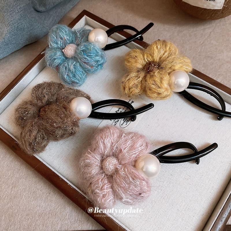 Pearl Hair Clip Faux Flower