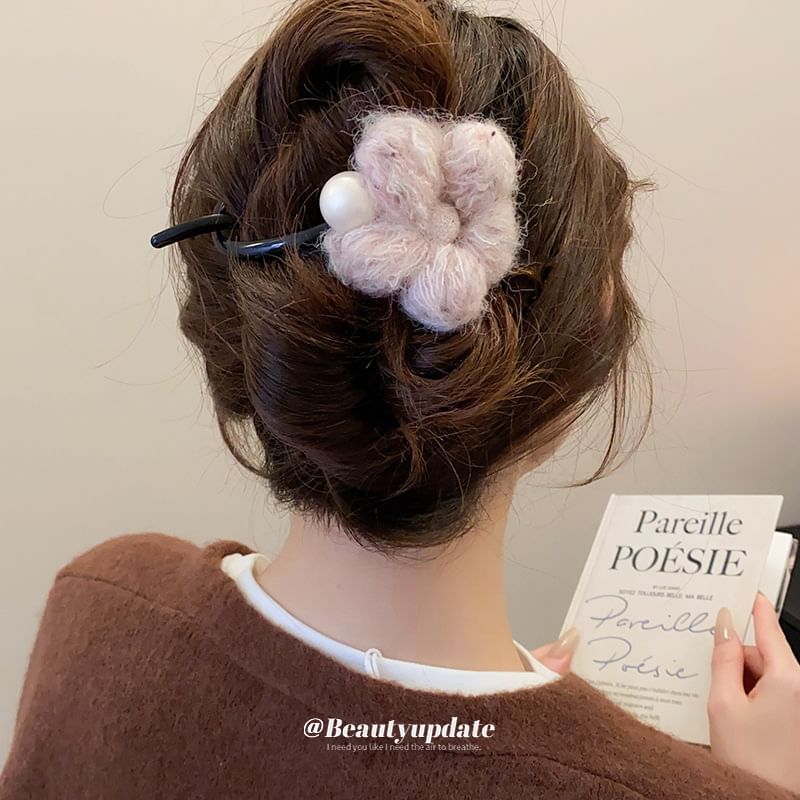 Pearl Hair Clip Faux Flower