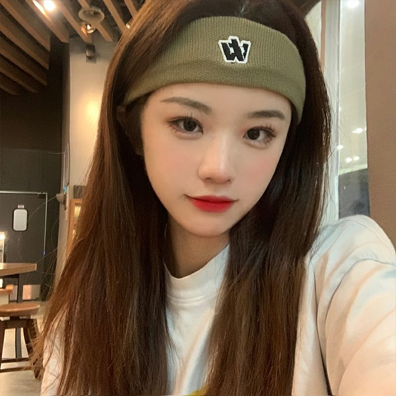 Knit Embroidered Lettering Headband