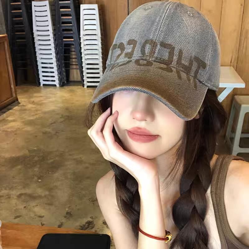 Cap Plain Baseball Lettering Washed / Print