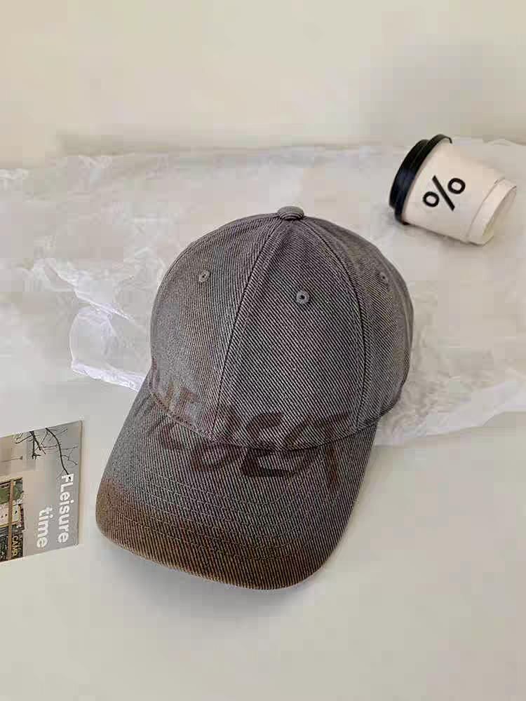 Cap Plain Baseball Lettering Washed / Print