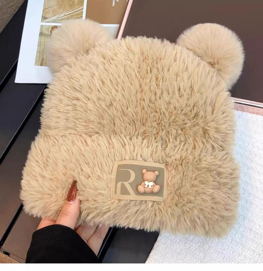 Balaclava Knit Plain Bear Fluffy Hat /