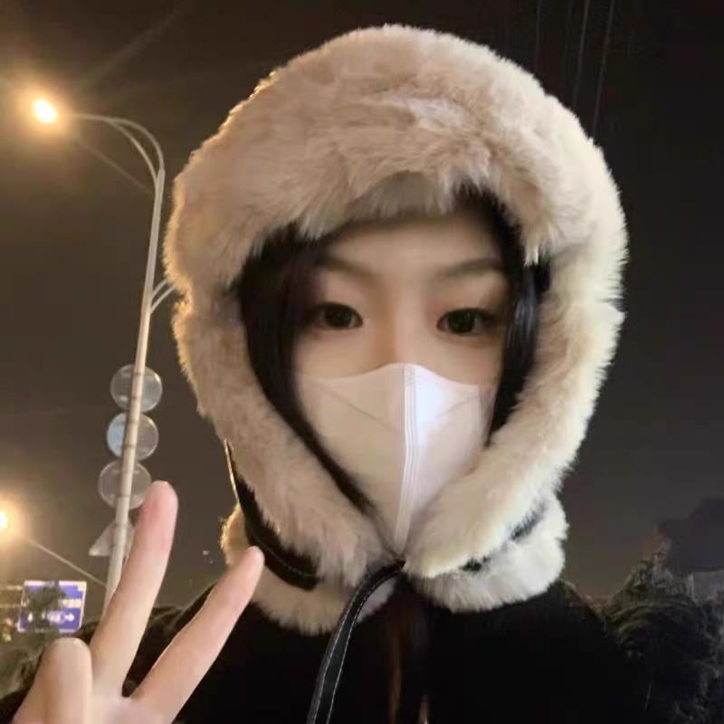 Faux Trapper Panel Plain / Fluffy Leather Hat