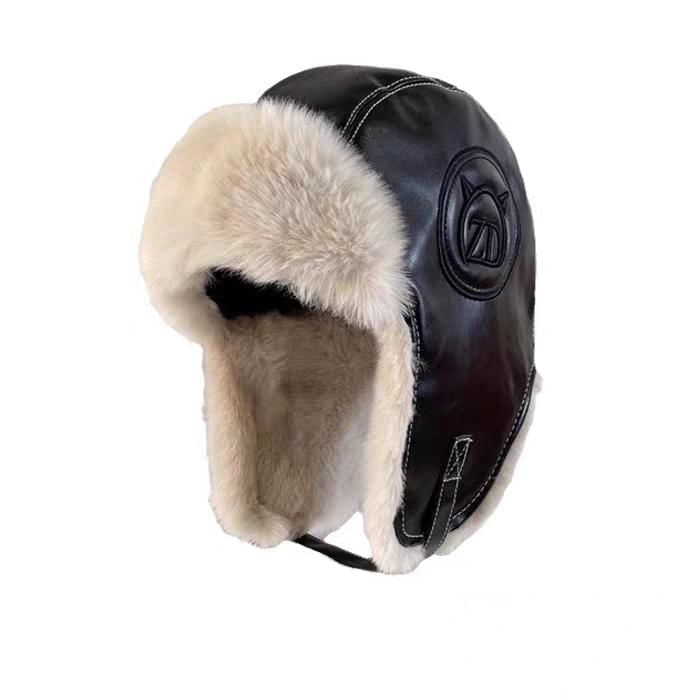 Faux Trapper Panel Plain / Fluffy Leather Hat