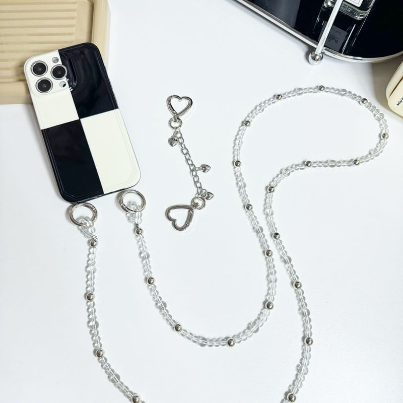 Faux Lanyard Crystal Phone Heart Alloy Buckled