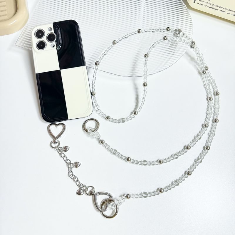 Faux Lanyard Crystal Phone Heart Alloy Buckled
