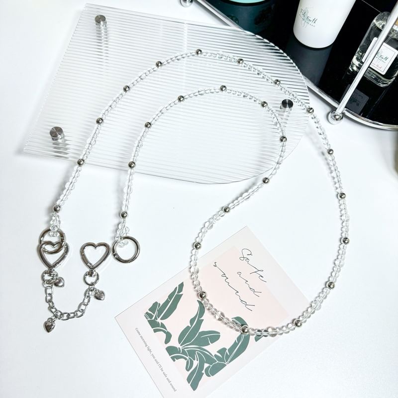 Faux Lanyard Crystal Phone Heart Alloy Buckled