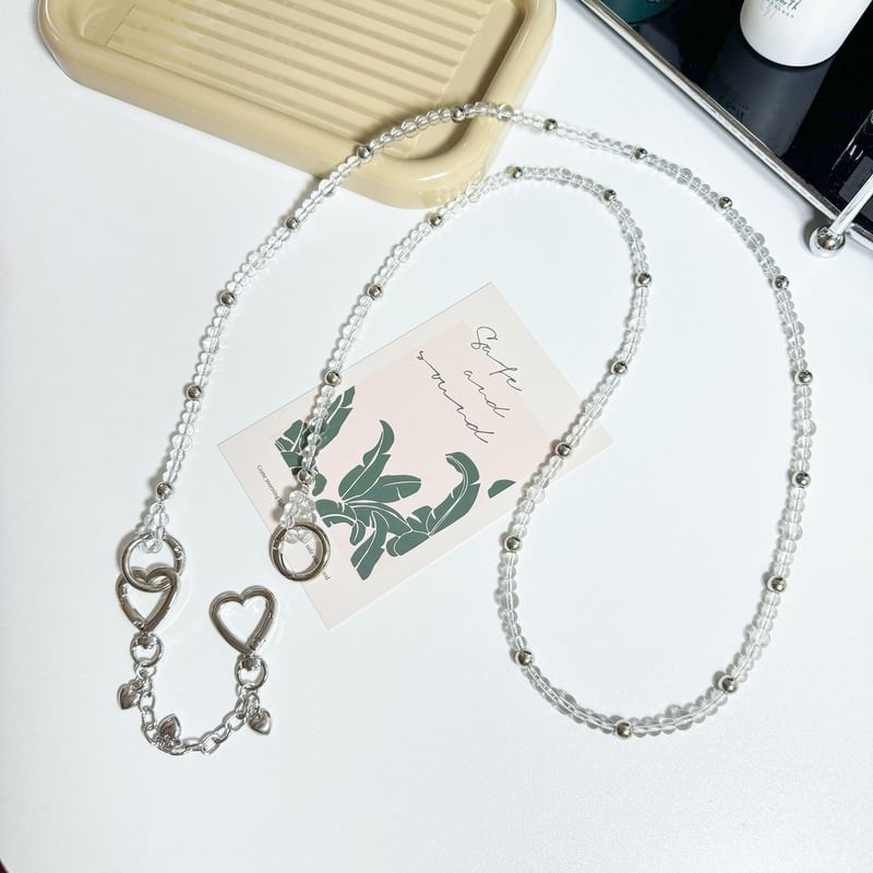 Faux Lanyard Crystal Phone Heart Alloy Buckled