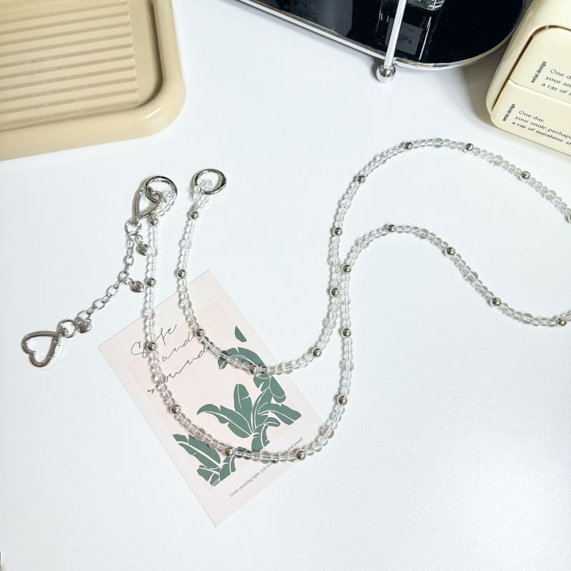 Faux Lanyard Crystal Phone Heart Alloy Buckled