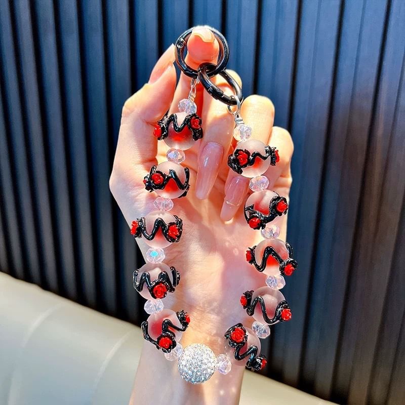 Bead Phone Strap Rose