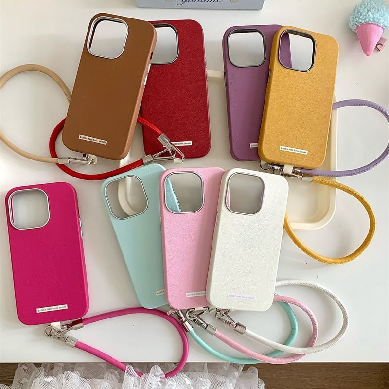 Phone Case Leather Plain Faux