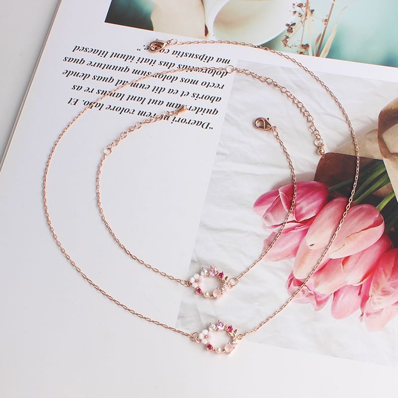 Necklace Floral Bracelet (Various Rhinestone Designs) Alloy /