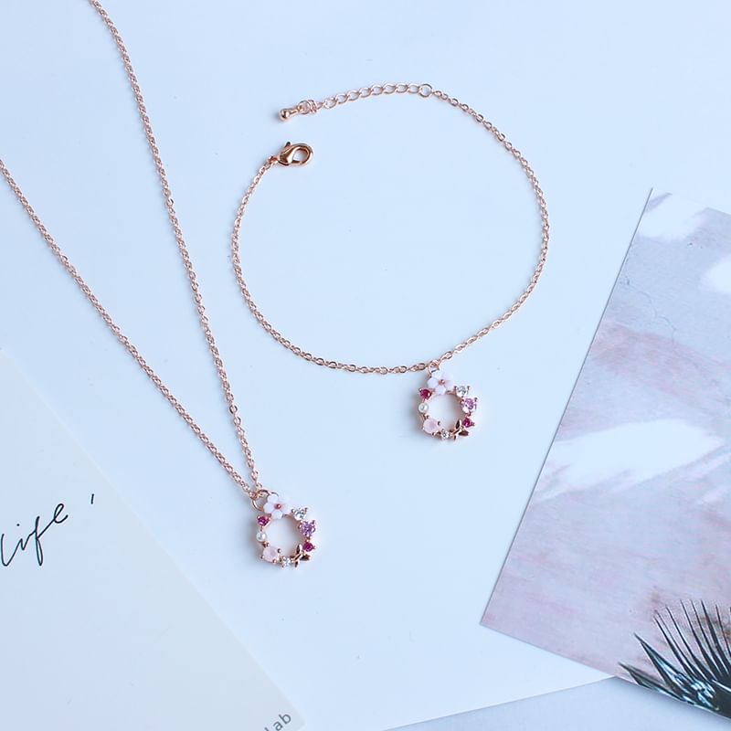 Necklace Floral Bracelet (Various Rhinestone Designs) Alloy /