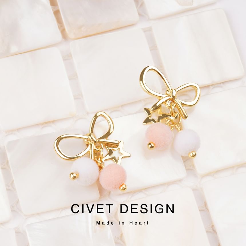 Bow Earring Drop Threader Star /