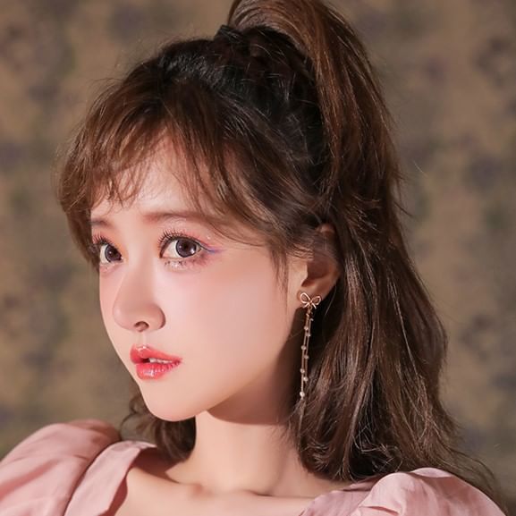 Bow Earring Drop Threader Star /