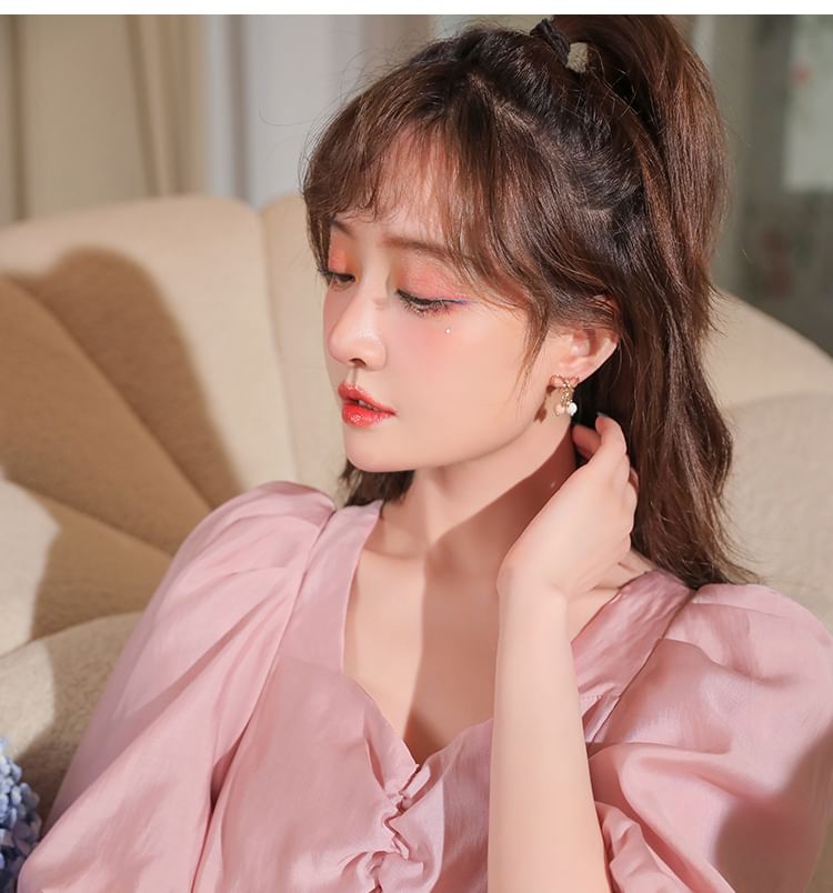 Bow Earring Drop Threader Star /