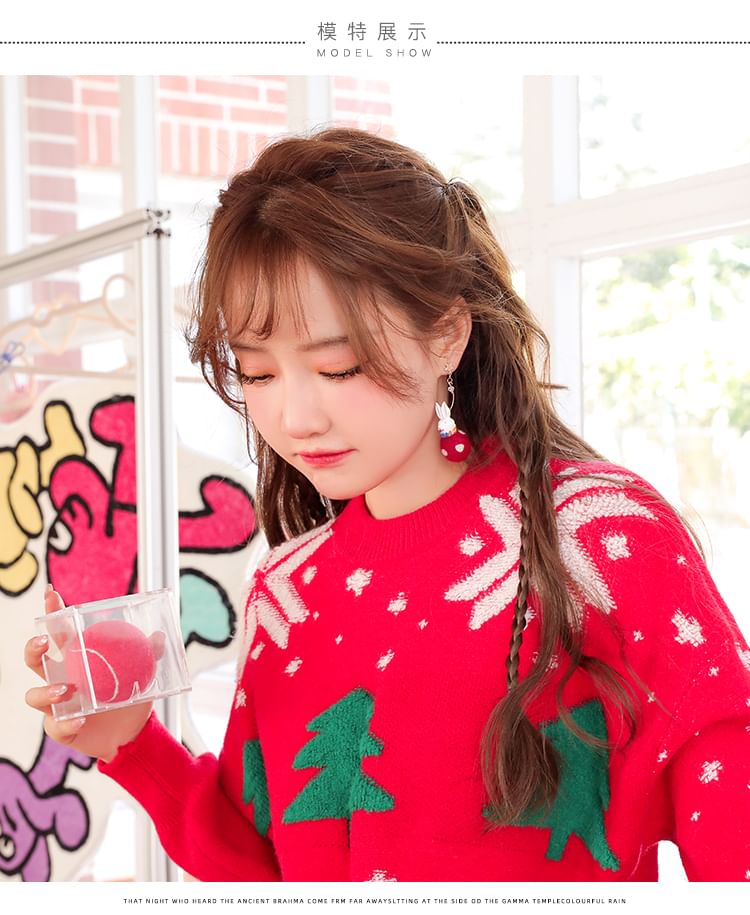 Dangle Rabbit Felt Earring