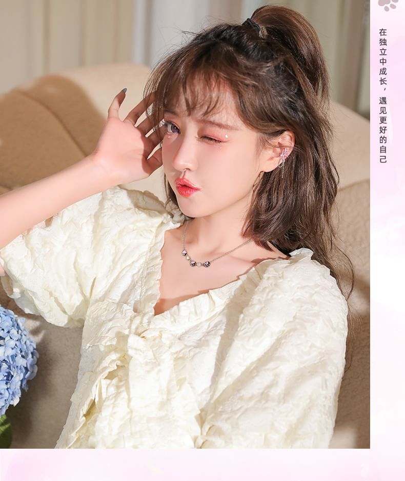 Knot Dangle Earring Rhinestone Alloy