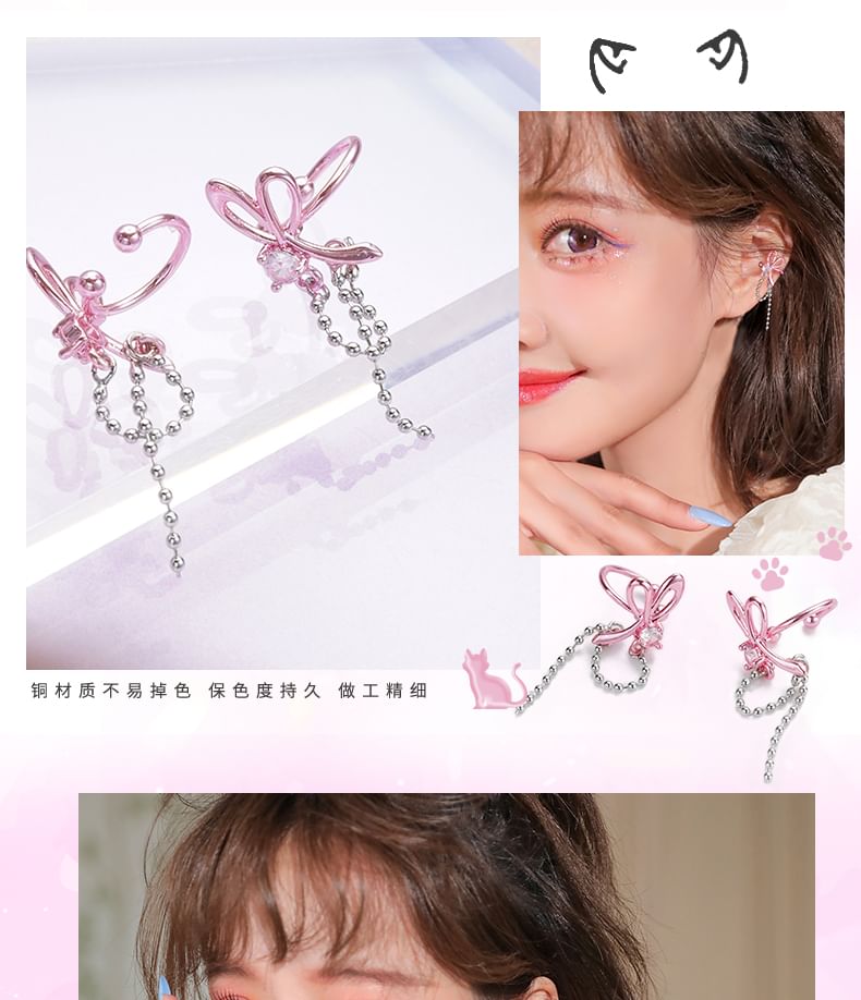 Knot Dangle Earring Rhinestone Alloy