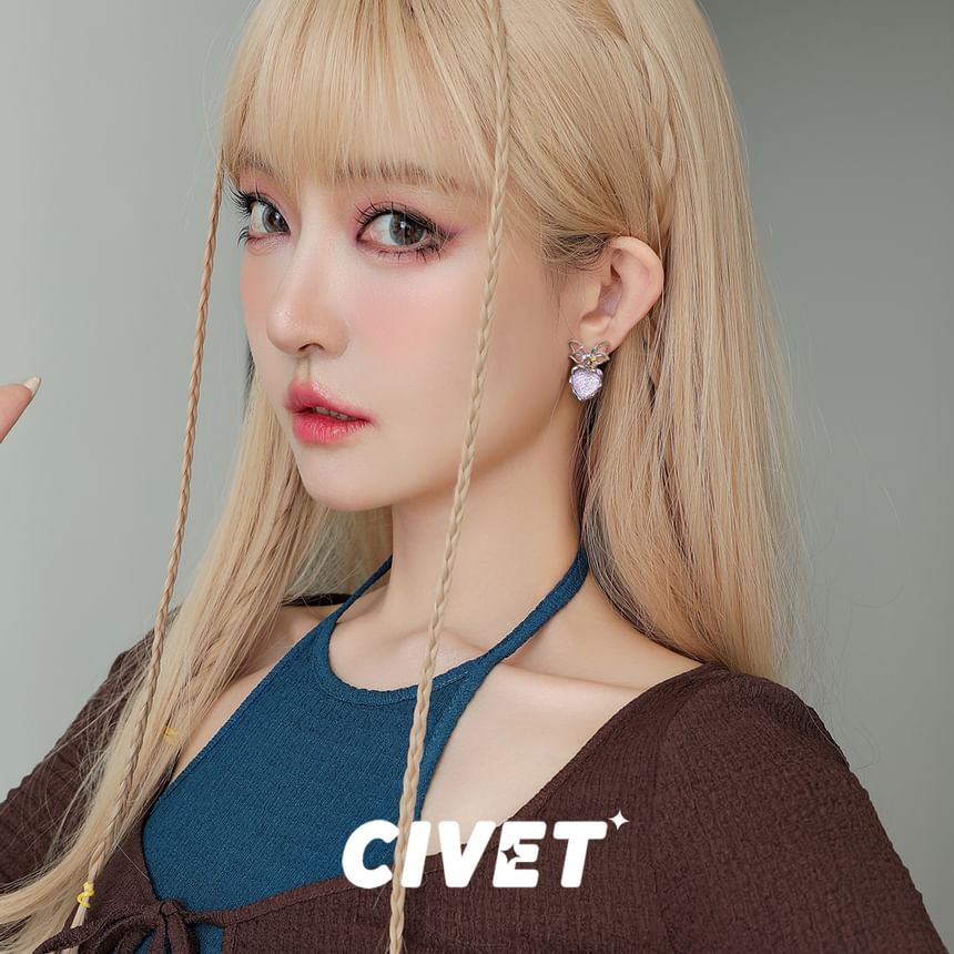 Drop Bow Earring Heart Alloy