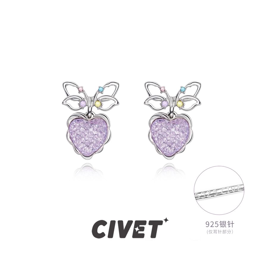 Drop Bow Earring Heart Alloy