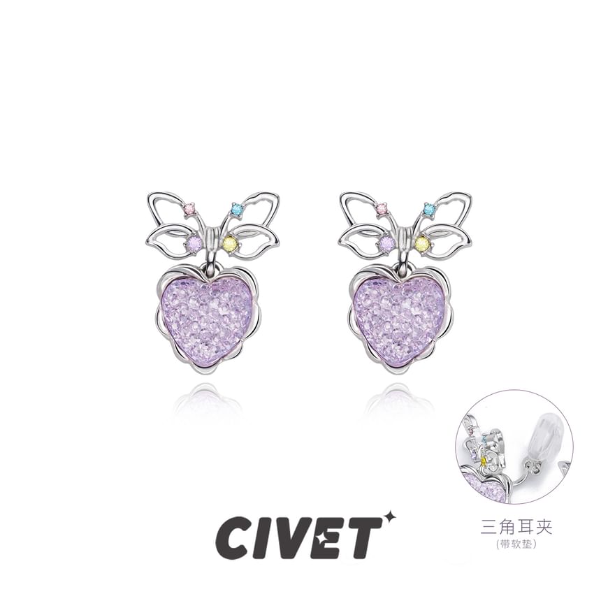 Drop Bow Earring Heart Alloy