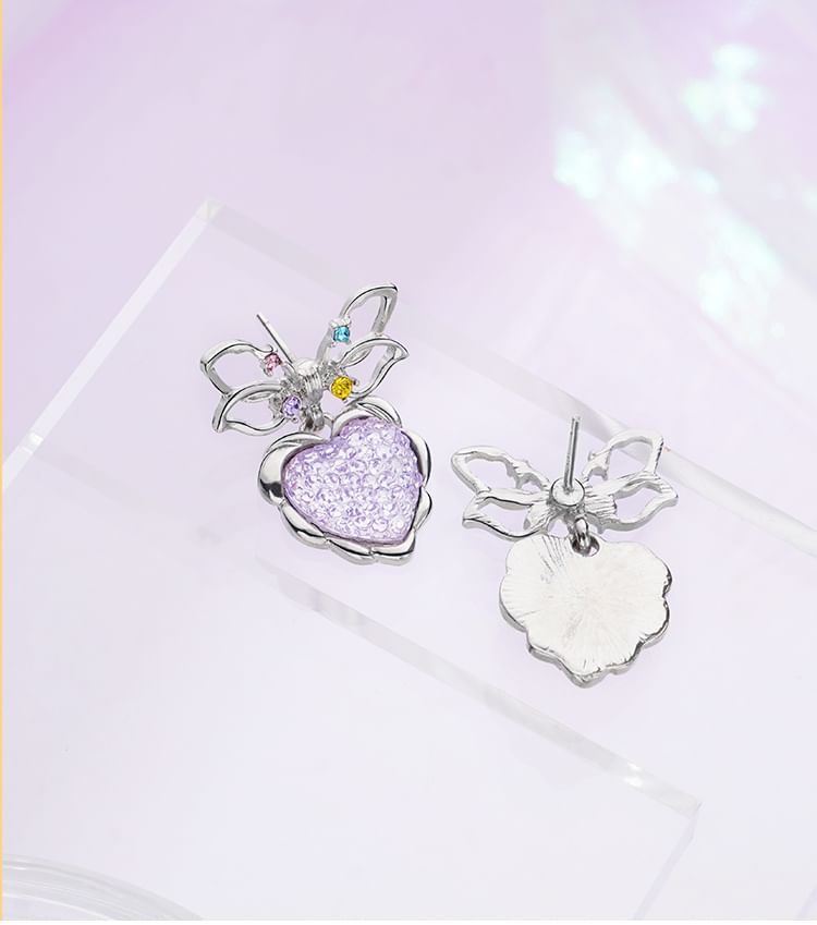 Drop Bow Earring Heart Alloy