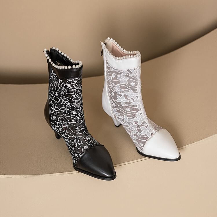 Heel Boots Block Lace Short