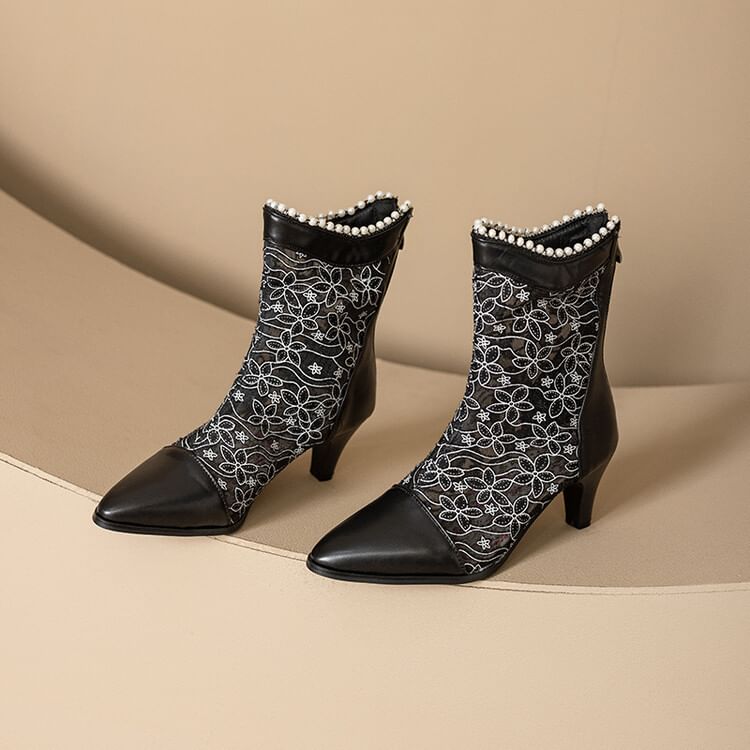 Heel Boots Block Lace Short