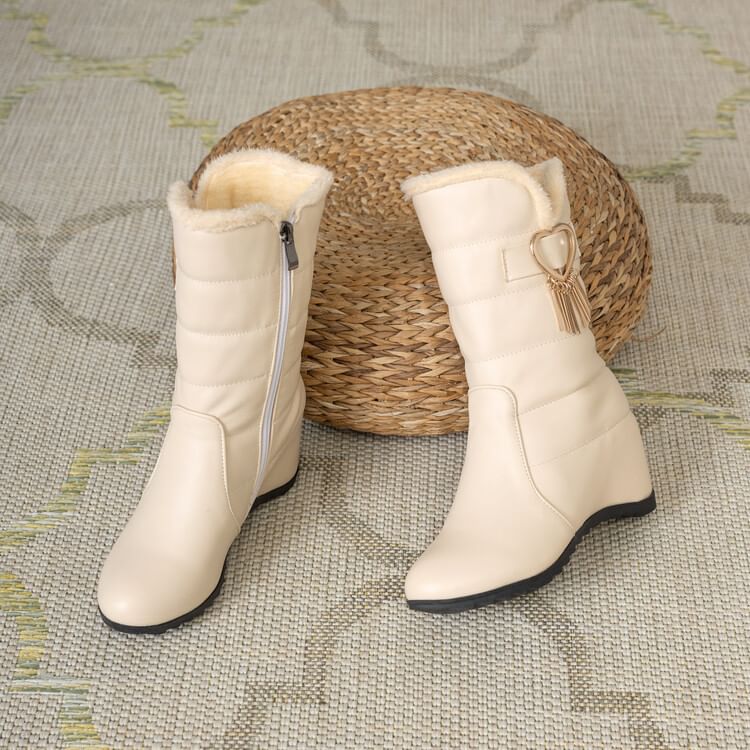 Heel Wedge Heart Buckle Short Boots Snow