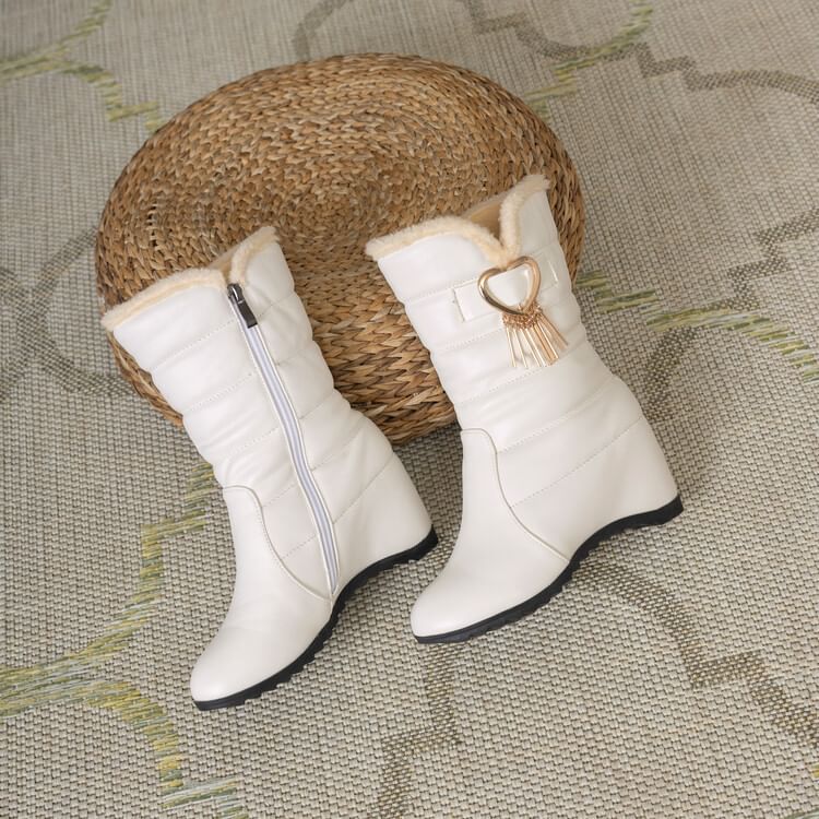Heel Wedge Heart Buckle Short Boots Snow