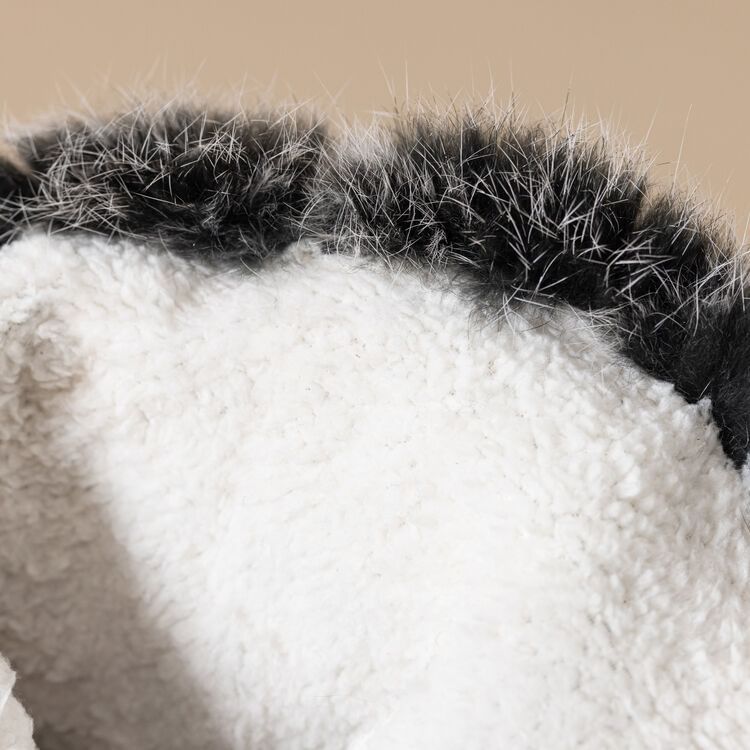 Fur Boots Buckled Faux Short