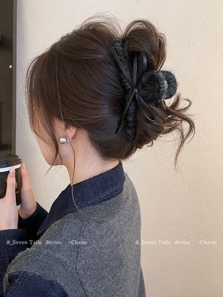 Hair Bow Faux Claw Leather