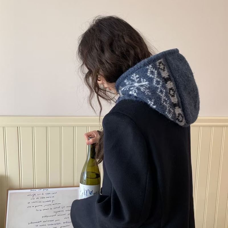 Print Knit Snowflake Balaclava