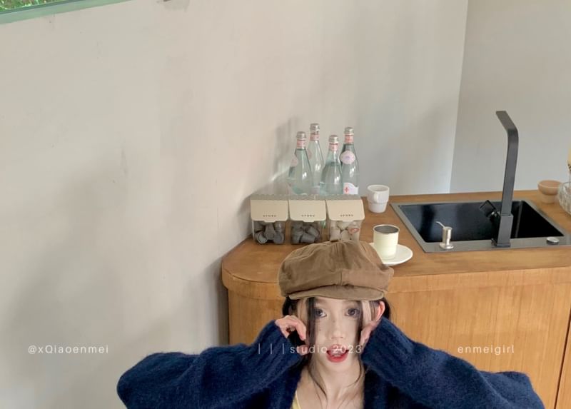 Waist Sleeve Tee Plain Plaid Mini Long Mid Skirt Cardigan / Pleated V-Neck