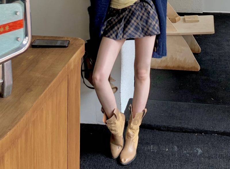 Waist Sleeve Tee Plain Plaid Mini Long Mid Skirt Cardigan / Pleated V-Neck