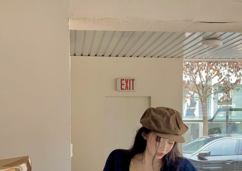 Waist Sleeve Tee Plain Plaid Mini Long Mid Skirt Cardigan / Pleated V-Neck