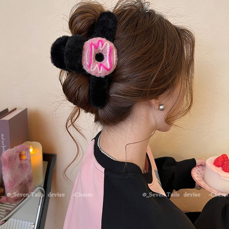 Chenille Hair Clip Claw Donut Acrylic
