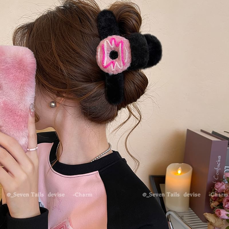 Chenille Hair Clip Claw Donut Acrylic